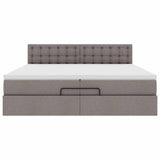 Struttura Letto Pouf con Materassi Tortora 200x200 cm Tessuto