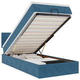Pouf Letto con Materasso e LED Blu Scuro 80x200cm in Velluto