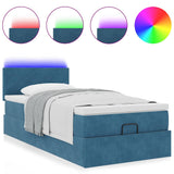 Pouf Letto con Materasso e LED Blu Scuro 80x200cm in Velluto