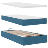 Pouf Letto con Materasso e LED Blu Scuro 80x200cm in Velluto