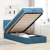 Pouf Letto con Materasso e LED Blu Scuro 80x200cm in Velluto