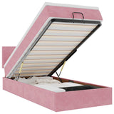 Pouf Letto con Materasso e LED Rosa 80x200cm in Velluto