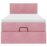 Pouf Letto con Materasso e LED Rosa 80x200cm in Velluto