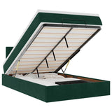 Pouf Letto con Materasso e LED Verde Scuro 120x190cm in Velluto