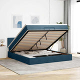 Pouf Letto con Materassi e LED Blu Scuro 200x200cm Velluto