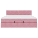 Struttura Letto Pouf con Materassi Rosa 200x200 cm Velluto