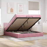 Struttura Letto Pouf con Materassi Rosa 200x200 cm Velluto