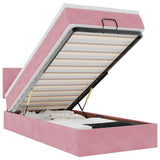 Pouf Letto con Materasso e LED Rosa 80x200cm in Velluto