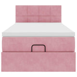 Pouf Letto con Materasso e LED Rosa 80x200cm in Velluto