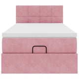 Struttura Letto Pouf con Materasso Rosa 100x200 cm Velluto