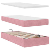 Struttura Letto Pouf con Materasso Rosa 100x200 cm Velluto