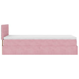 Struttura Letto Pouf con Materasso Rosa 100x200 cm Velluto