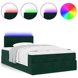 Pouf Letto con Materasso e LED Verde Scuro 120x190cm in Velluto