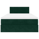 Pouf Letto con Materasso e LED Verde Scuro 120x190cm in Velluto