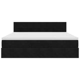 Struttura Letto Pouf con Materasso Nero 180x200 cm in Velluto