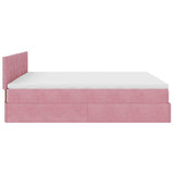 Pouf Letto con Materasso e LED Rosa 180x200cm in Velluto
