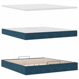 Pouf Letto con Materassi e LED Blu Scuro 200x200cm Velluto
