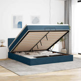 Pouf Letto con Materassi e LED Blu Scuro 200x200cm Velluto