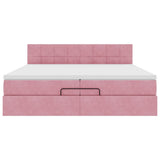 Struttura Letto Pouf con Materassi Rosa 200x200 cm Velluto