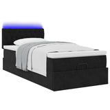 Pouf Letto con Materasso e LED Nero 80x200cm in Velluto
