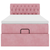 Pouf Letto con Materasso e LED Rosa 80x200cm in Velluto