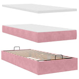 Pouf Letto con Materasso e LED Rosa 80x200cm in Velluto