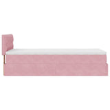 Pouf Letto con Materasso e LED Rosa 80x200cm in Velluto