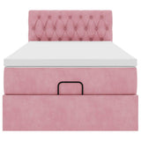 Struttura Letto Pouf con Materasso Rosa 90x190 cm in Velluto