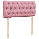 Struttura Letto Pouf con Materasso Rosa 90x190 cm in Velluto