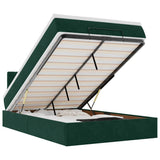 Pouf Letto con Materasso e LED Verde Scuro 120x190cm in Velluto