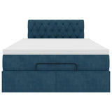 Struttura Letto Pouf con Materasso Blu Scuro 120x200 cm Velluto