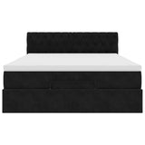 Struttura Letto Pouf con Materasso Nero 140x200 cm in Velluto