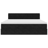 Struttura Letto Pouf con Materasso Nero 180x200 cm in Velluto