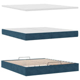 Pouf Letto con Materassi e LED Blu Scuro 200x200cm Velluto