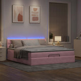 Struttura Letto Pouf con Materassi Rosa 200x200 cm Velluto