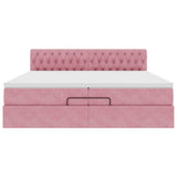 Struttura Letto Pouf con Materassi Rosa 200x200 cm Velluto