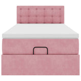 Pouf Letto con Materasso e LED Rosa 80x200cm in Velluto