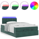 Pouf Letto con Materasso e LED Verde Scuro 120x190cm in Velluto