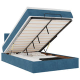 Pouf Letto con Materasso e LED Blu Scuro 120x190cm in Velluto