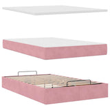 Pouf Letto con Materasso e LED Rosa 120x190cm in Velluto