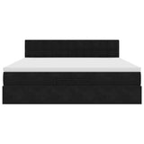 Struttura Letto Pouf con Materasso Nero 180x200 cm in Velluto