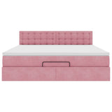 Pouf Letto con Materasso e LED Rosa 180x200cm in Velluto