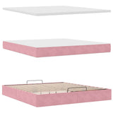 Pouf Letto con Materasso e LED Rosa 180x200cm in Velluto