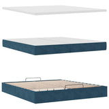 Pouf Letto con Materassi e LED Blu Scuro 200x200cm Velluto