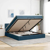 Pouf Letto con Materassi e LED Blu Scuro 200x200cm Velluto