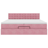 Struttura Letto Pouf con Materassi Rosa 200x200 cm Velluto