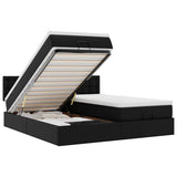 Pouf Letto con Materassi e LED Nero 160x200cm Similpelle