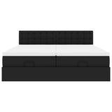 Pouf Letto con Materassi e LED Nero 160x200cm Similpelle