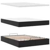 Pouf Letto con Materassi e LED Nero 160x200cm Similpelle
