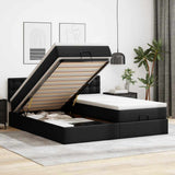 Pouf Letto con Materassi e LED Nero 160x200cm Similpelle